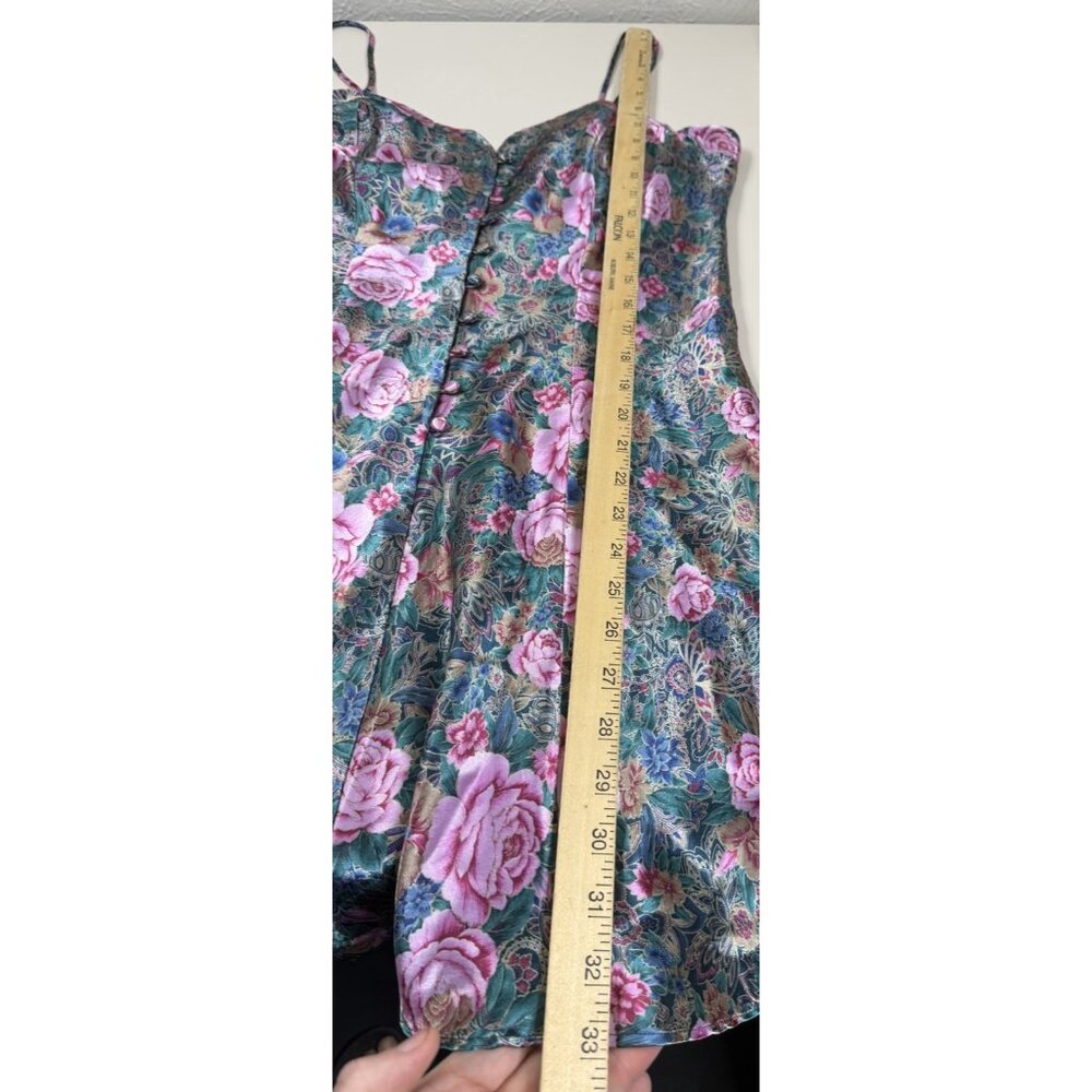 Victoria's Secret VTG Medium Gold Label Satin Floral Rose Nightie Slip Dress EUC - Picture 7 of 10